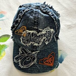 Roxy Denim Kids Hat with Embroidered Accents